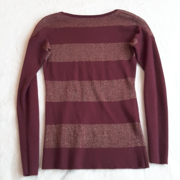 5 for $25 Banana republic burgundy gold striped sweater - Picture 3 of 3